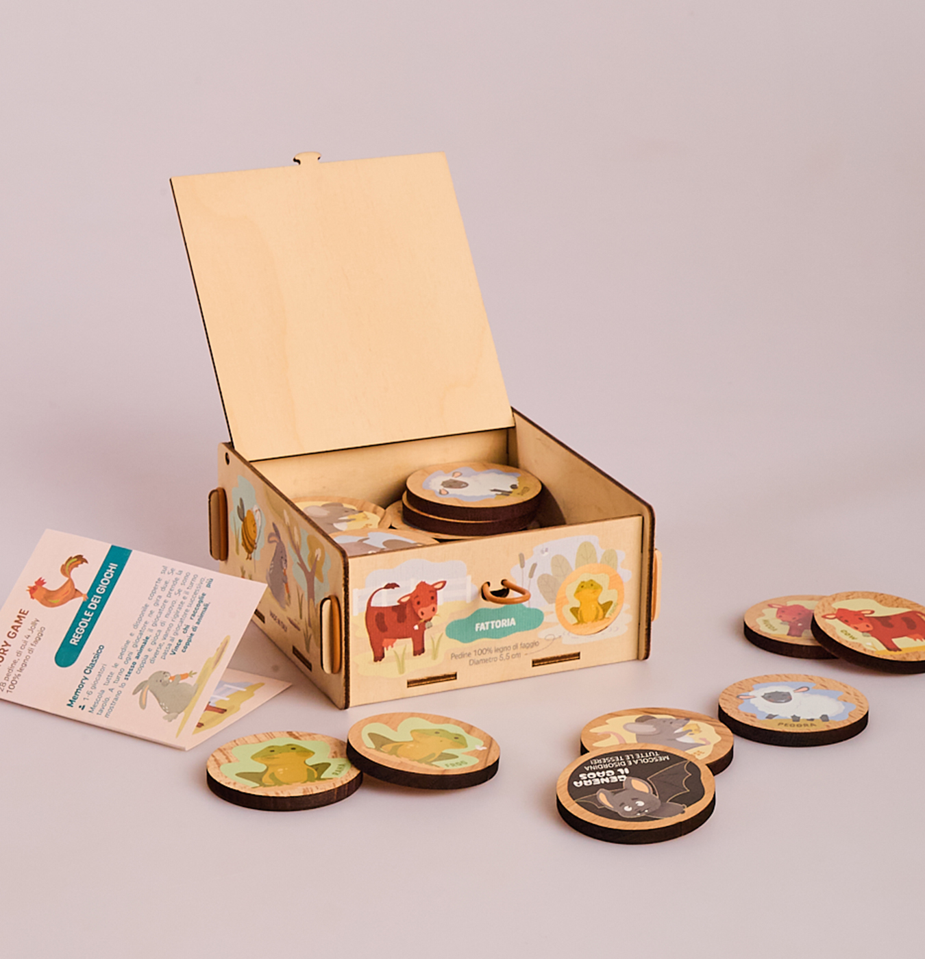 Memory in legno con 28 pedine