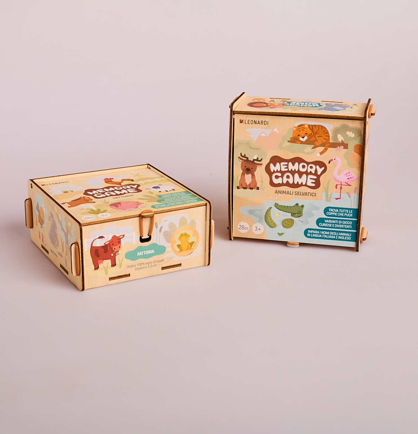 Memory in legno con 28 pedine