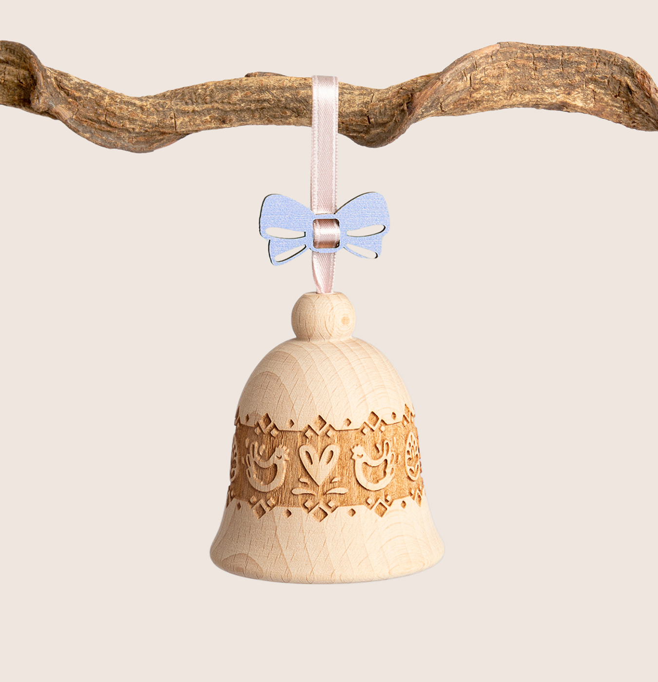 Addobbo campanella in legno di faggio per Pasqua
