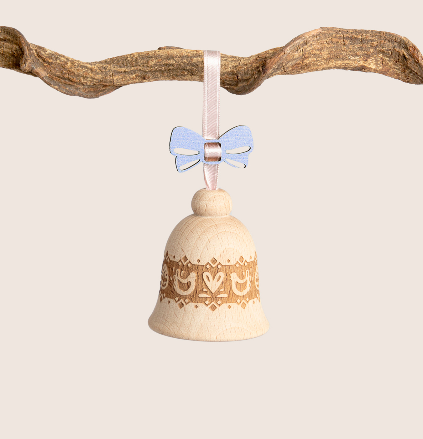 Addobbo campanella in legno di faggio per Pasqua