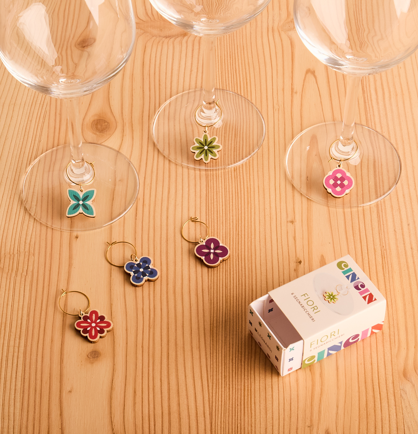 segnabicchieri cincin fiori