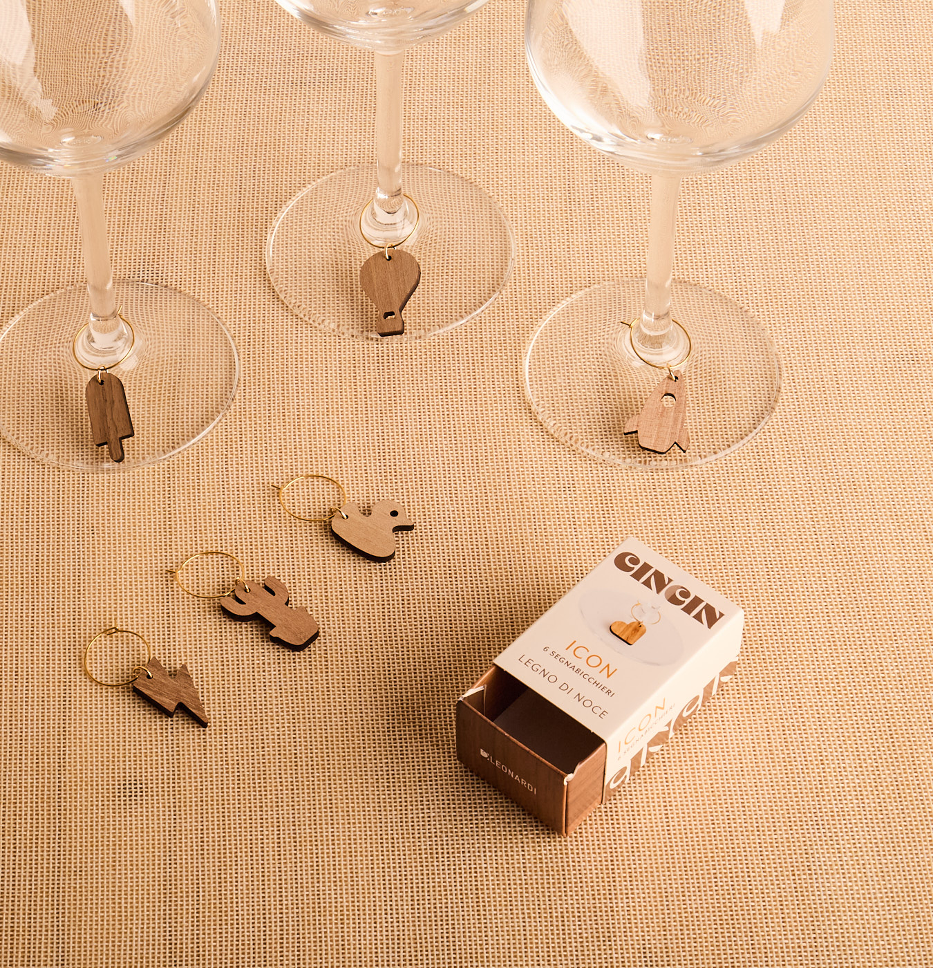 segnabicchieri cincin pop noce