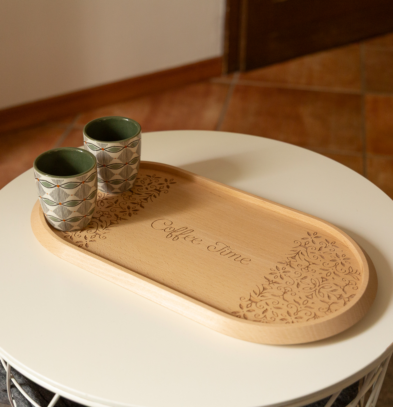 vassoio in legno di faggio ricamo