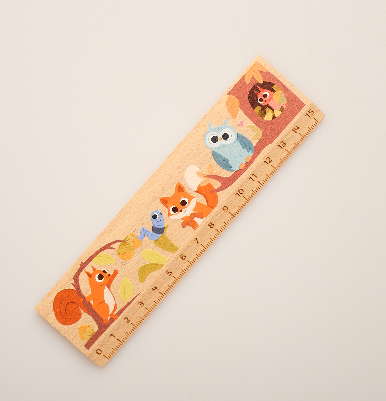 righello in legno stampato colorato per bambini