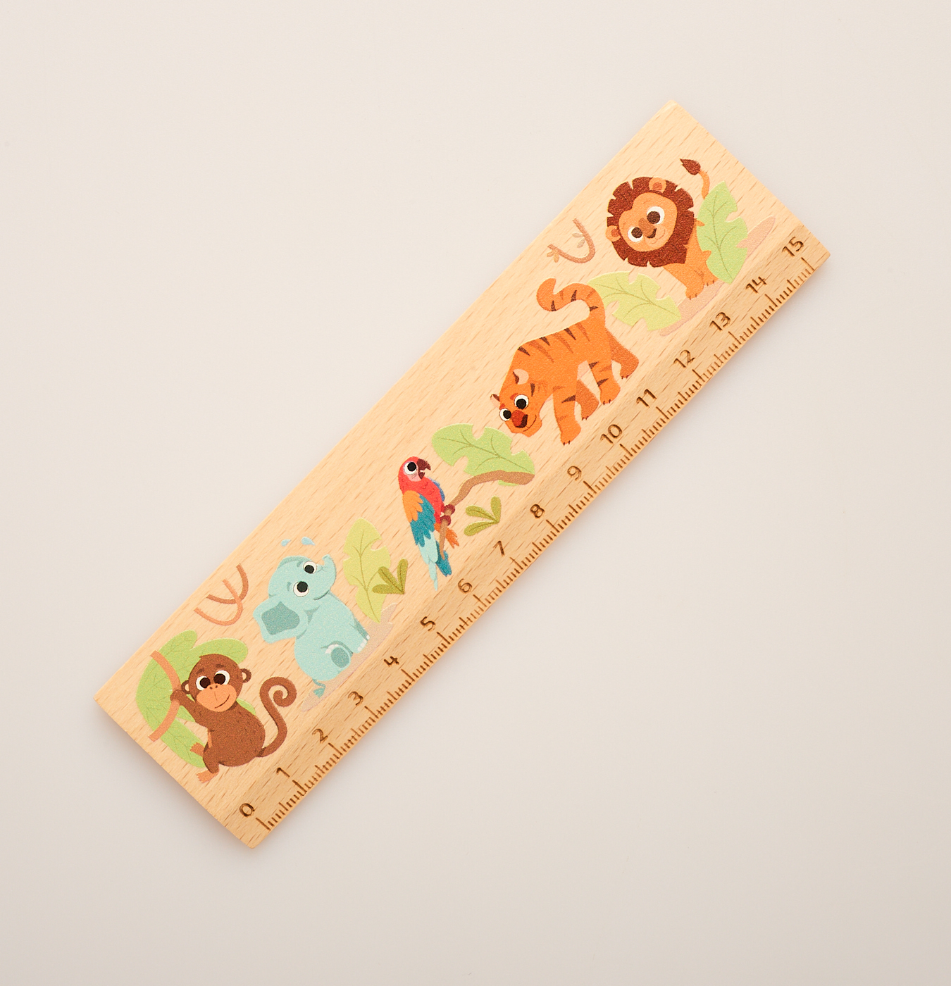 righello in legno stampato colorato per bambini